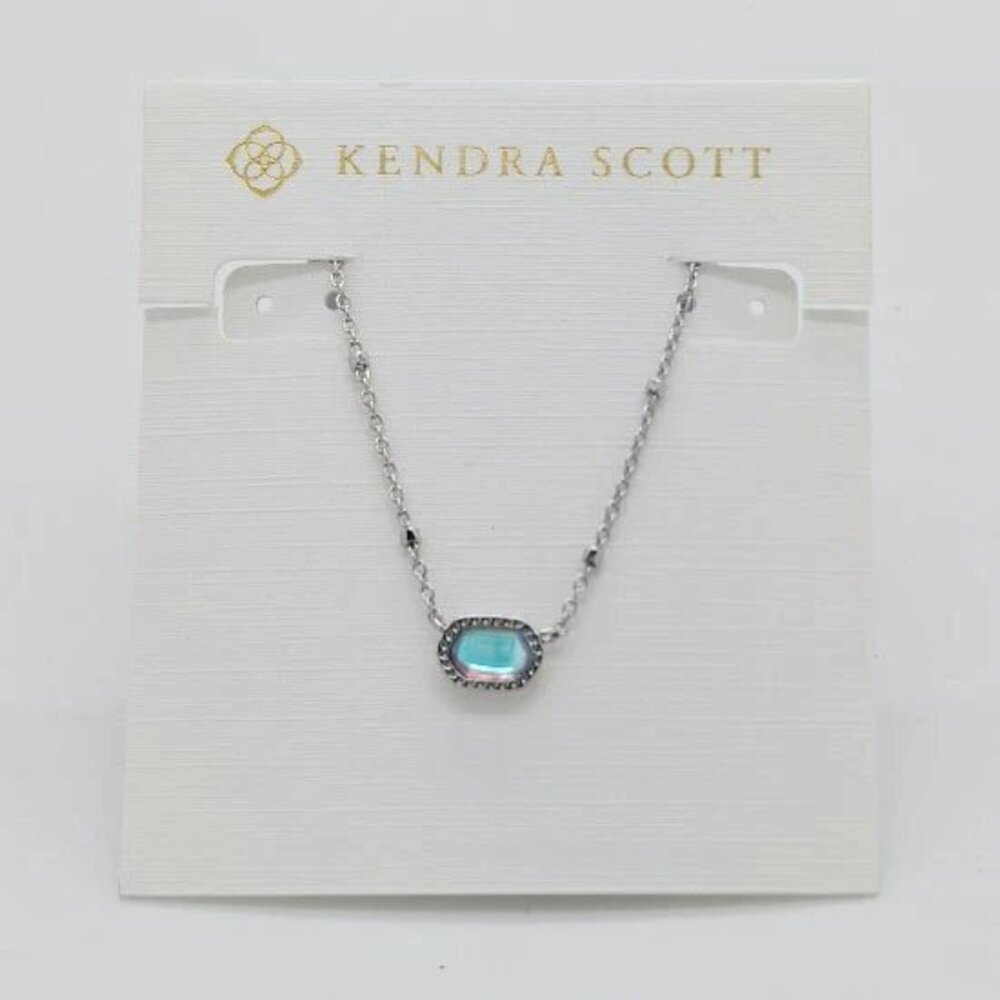 Kendra Scott Mini Elisa Silver Satellite Pendant Necklace in Dichroic Glass